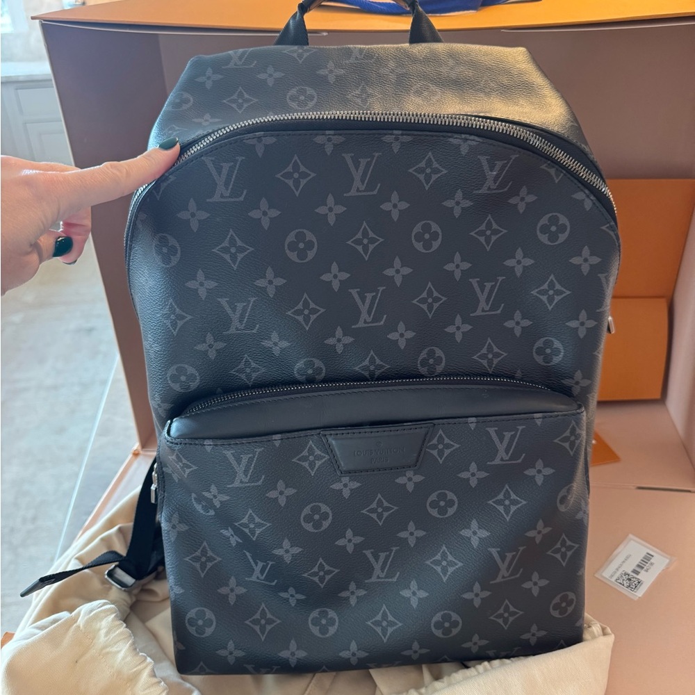 Louis Vuitton Discovery Backpack MM, Dark Grey Monogram Eclipse Coated Canvas